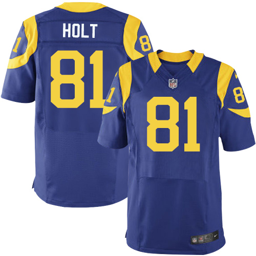 Men's Elite Torry Holt Nike Jersey Royal Blue Alternate - #81 NFL Los Angeles Rams